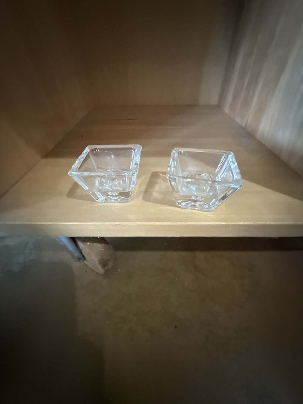 Holmegaard Clear Glass Cube Candle Holders Set of 2
